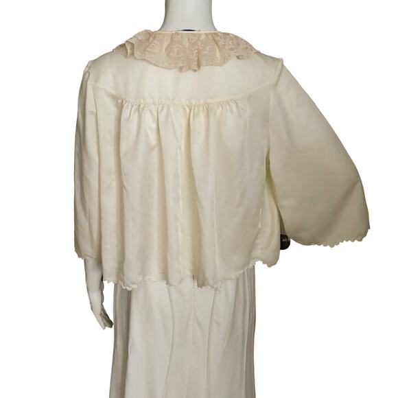 VINTAGE BONWIT TELLER CREAM SATIN BED JACKET 1930s 1940s LINGERIE WOMEN Sz S/M - Picture 3 of 12
